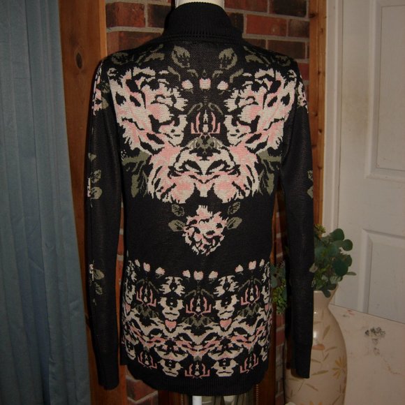 Staring At Stars Black Pink Floral Open Front Cardigan M - Picture 3 of 9